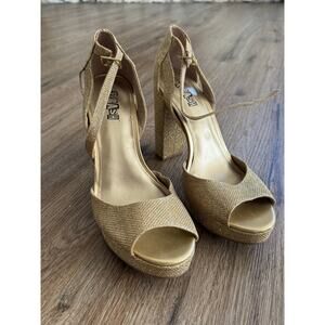 Brash Shoes Women's Size 10 Gold Sparkle High Heel Open Toe Platform